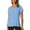Blue, variant on MIXUE Boho Tops For Women Summer Solid Color V Neck Short Sleeve Casual Soft Tshirts Outwear,Blue,M