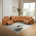 thumbnail image 2 of MAYEERTY L-Shaped Recliner Sofa Set, Breathing Leather with Console & USB Charging for Family Living Room, 2 of 11