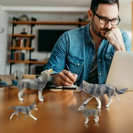 

TMOYZQ Christmas Toys for Baby Girls Boys Simulation Animal Wolf Model Combination Stereo Static Wolf Cub Wolf 4PC Christmas Gift for Toddler on Clearance