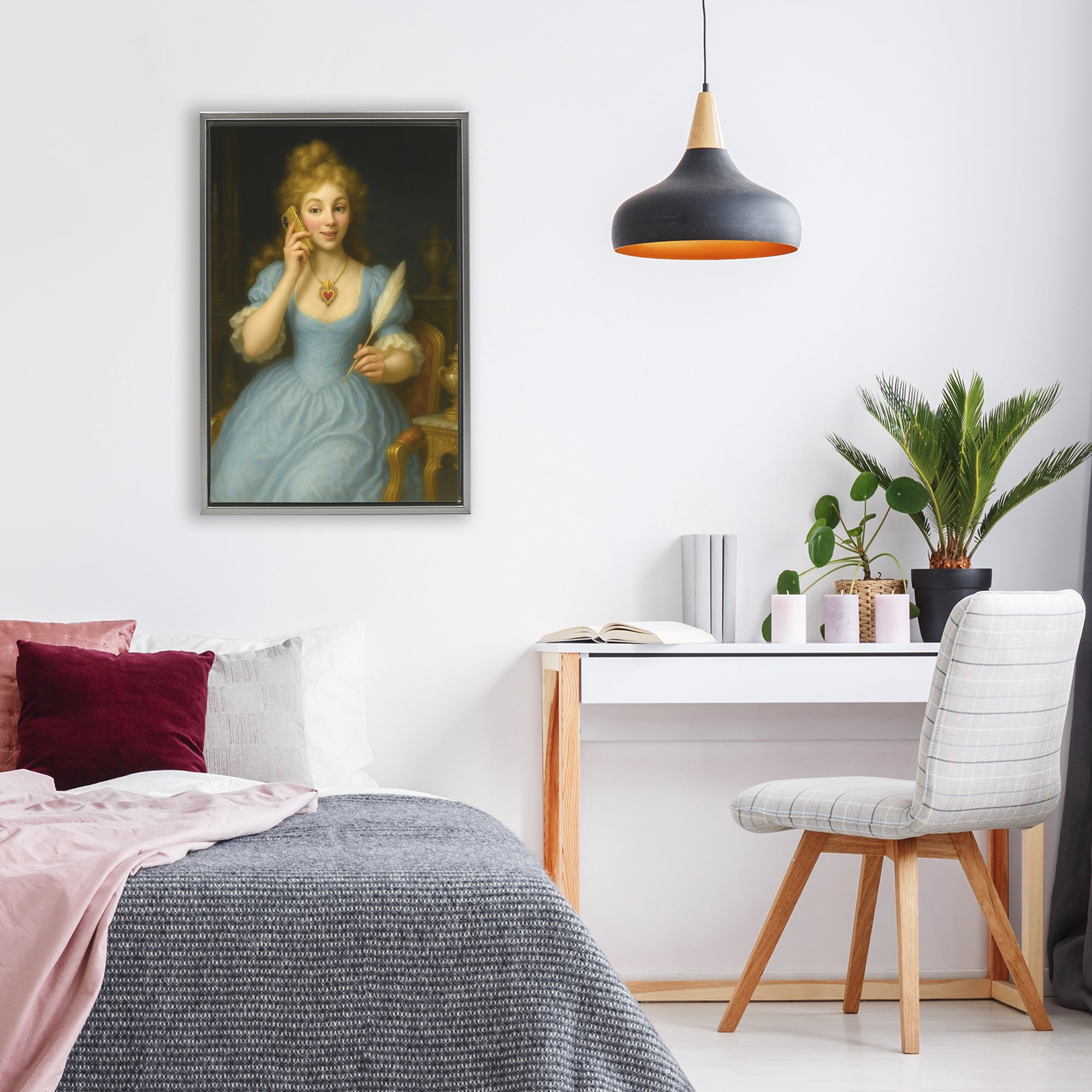 Stupell Industries May I Take A Message Gray Framed Floater Canvas Wall Art, design by Grotto Studios