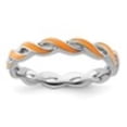 thumbnail image 2 of Auriga Fine Jewelry 925 Sterling Silver Orange Enamel Ring for Women Size 9, 2 of 6