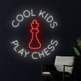 thumbnail image 2 of Handmadetneonsign Cool Kids Play Chess Neon Sign, Chess Led Sign, Chess Player Led Light, 2 of 5