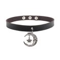 thumbnail image 1 of Pu Choker Necklace PU Leather Goth Choker Collar with Star and Moon Pendant Steampunk Punk Goth Collar Adjustable Size, 1 of 4