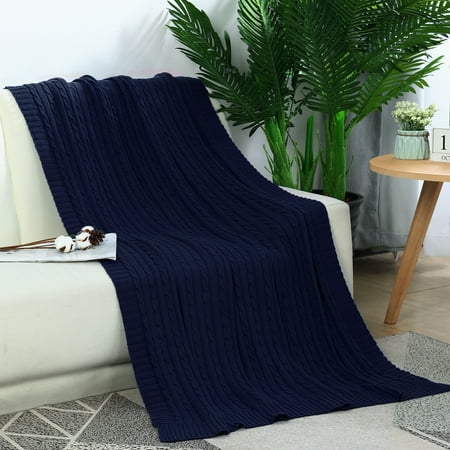 Soft 100% Cotton Knitted Throw Blanket for Couch Home ...