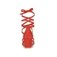 thumbnail image 2 of BLISSFUL STEP Women's Open Toe Lace up Sandals Mid Block Heels Sandals Orange 9, 2 of 7