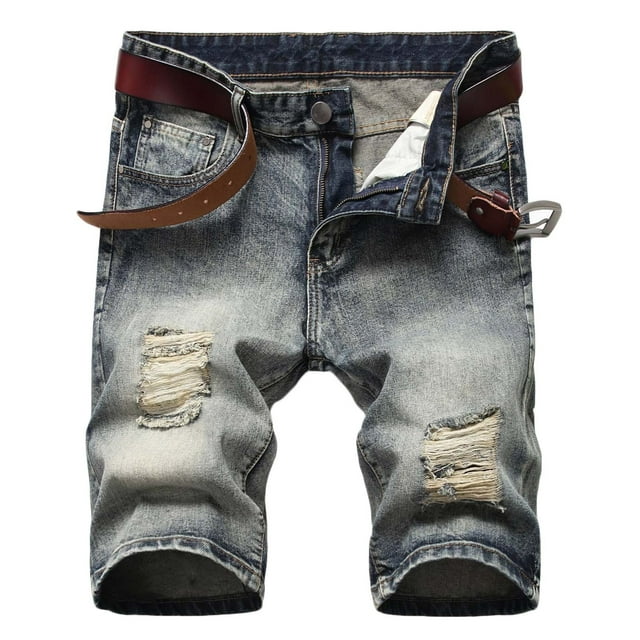 Birdeem Trunks pour Hommes Déchirés Extensibles Jeans Lavés Trunks Coupés Trunks de Biker Classiques