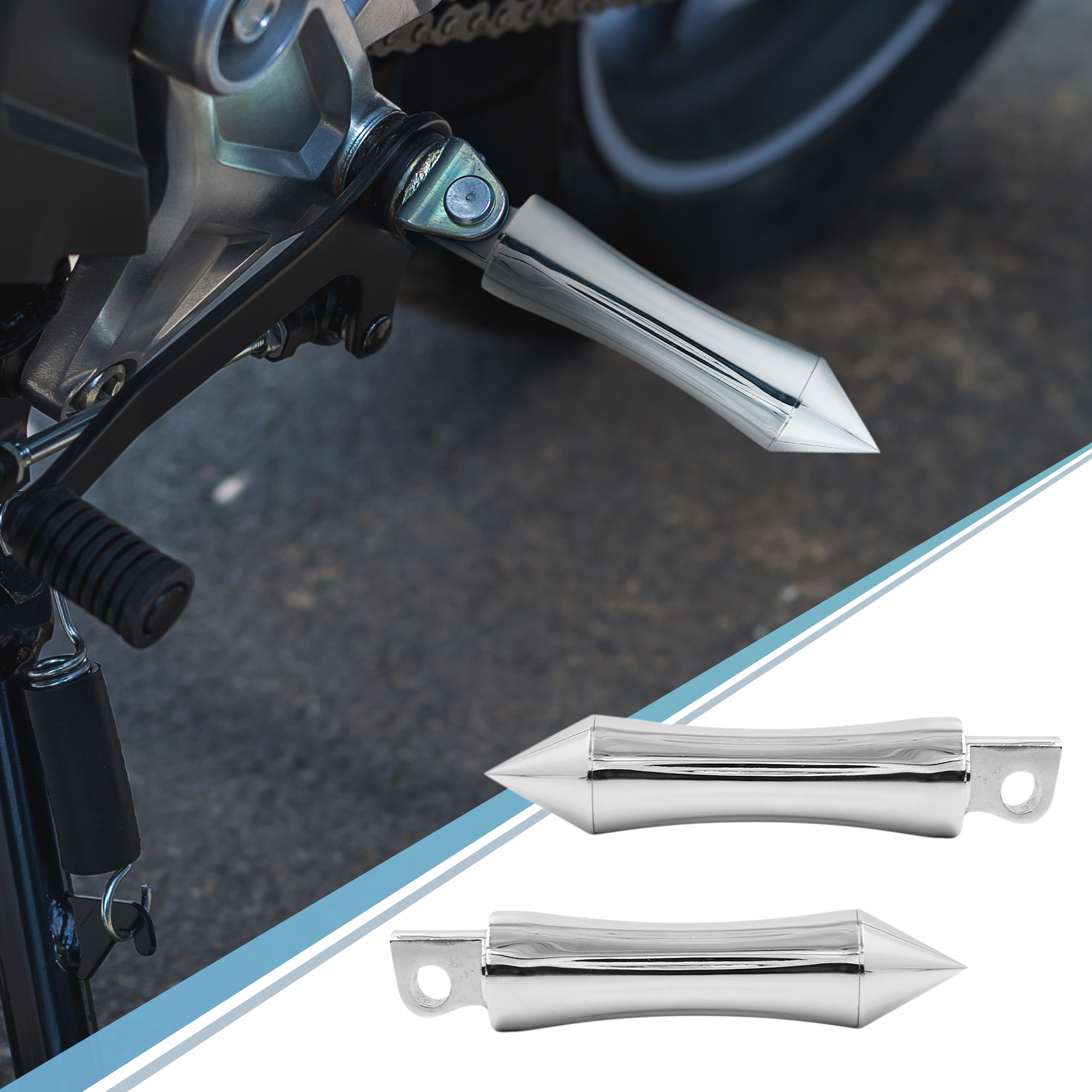 Unique Bargains 1 Pair 10.35mm Aluminum Alloy Motorcycle Rearsets Footpeg Silver Tone