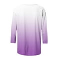 thumbnail image 5 of CYMMPU Gradient Color 3/4 Length Sleeve Summer Fall Plus Size Tunic Tops Shirts Basic Tees Business Work Blouses Button up Scoop Neck Vintage 2025 Clothes for Women Purple M, 5 of 7