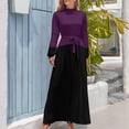 thumbnail image 4 of Vestido largo con bloques de color morado y negro, vestidos elegantes de mujer para bodas, conjuntos elegantes de mujer, 4 of 5