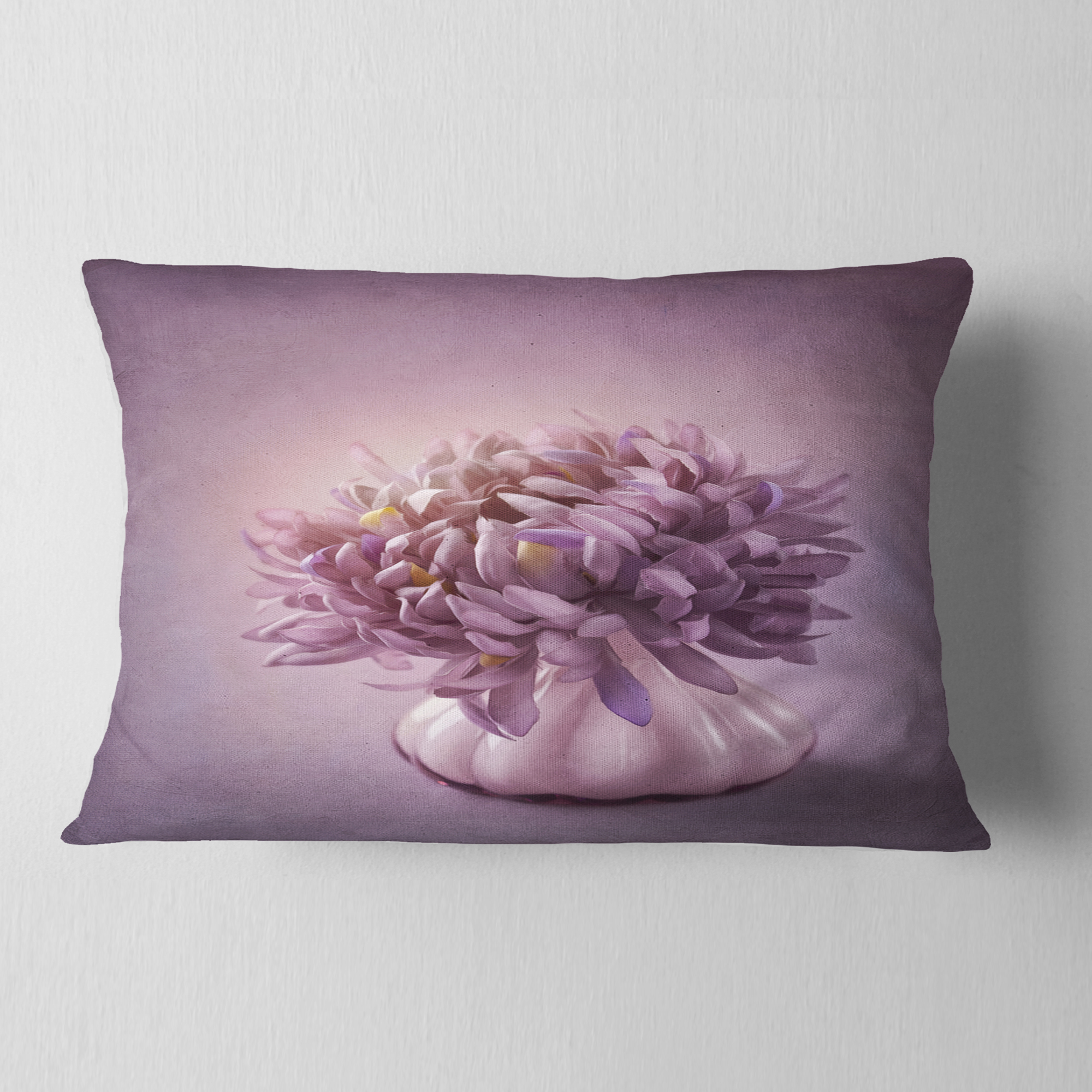 Designart Autumn Purple Flower in Vase - Floral Throw Pillow - 12x20