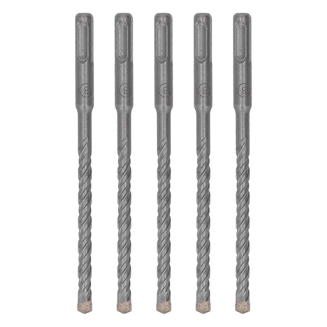 5 Pcs Rotary Hammer Drill Bit 160mm Length 2 Flute Self Centering Carbide Tip Impact Drill Bits for Brick Stone Concrete 8mm/0.31in