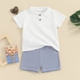 thumbnail image 2 of Bagilaanoe 2pcs Toddler Baby Boy Girl Shorts Set Short Sleeve Shirt Tops + Shorts 12M 18M 24M 3T 4T 5T Kids Casual Summer Clothes, 2 of 8