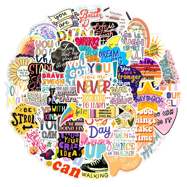 Pegatinas de vinilo con frases frescas y motivadoras en inglés, 50 unidades