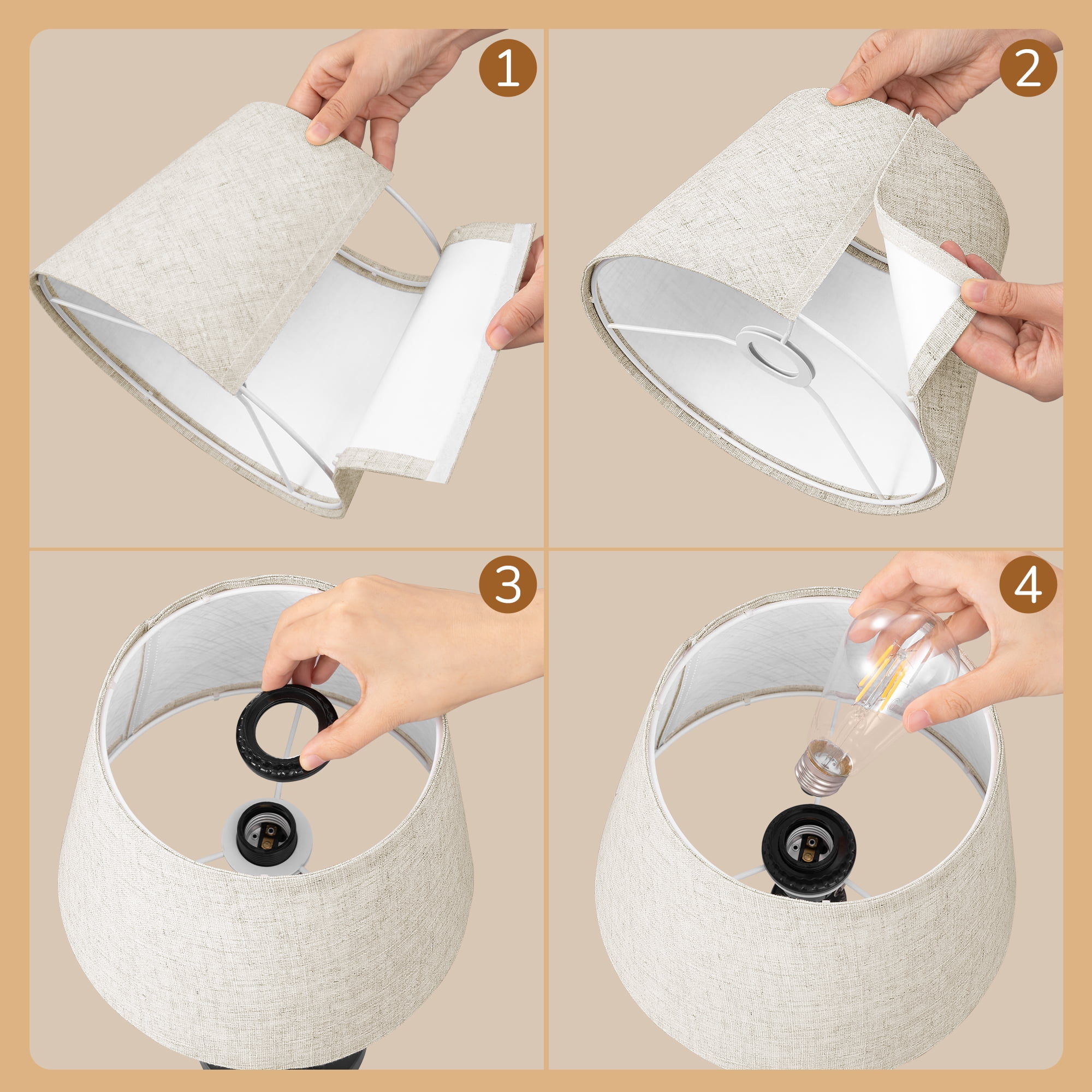 EDISHINE Modern Table Lamps for Living Room Bedroom Bedside Lamp