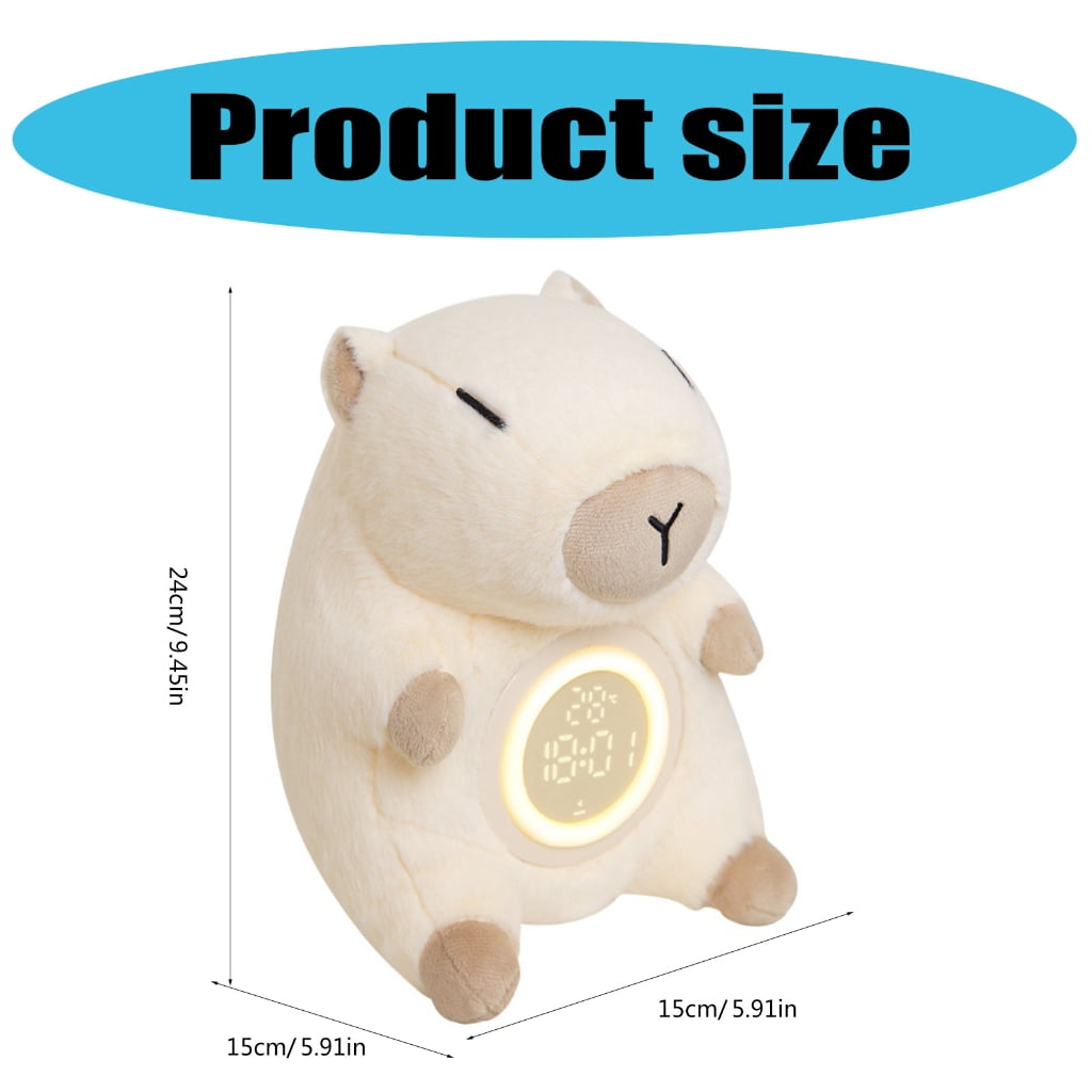 Capybaras LED Alarm Clock for Children, USB Powereds Soft Polyester Lamp, Touch Control, Dimmable Brightness, Timers Setting