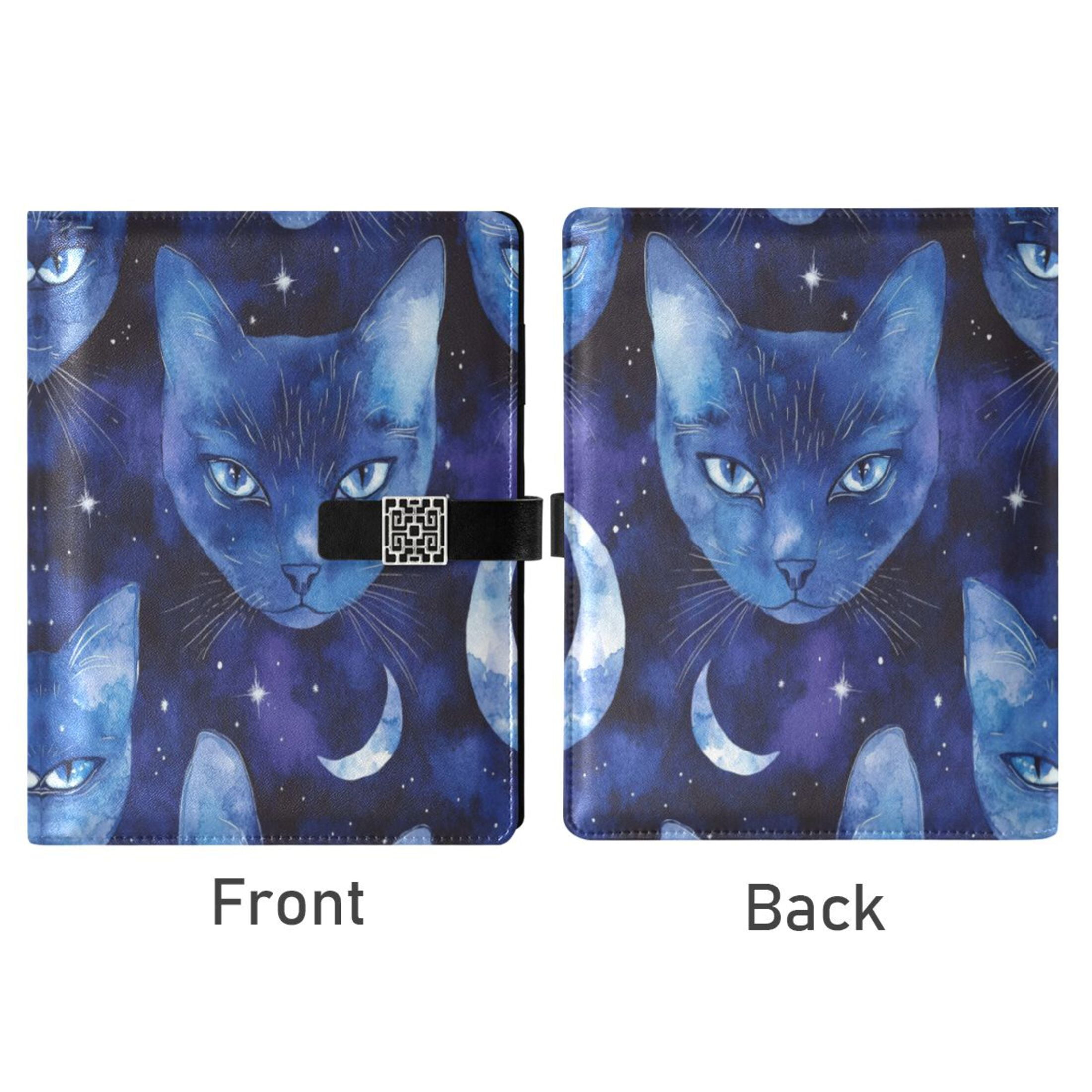 Leather Planner Leather Notebook Notebook Journal Binder Design Pen Pocket Design Convenient for Storage Moonlight Pretty Cat