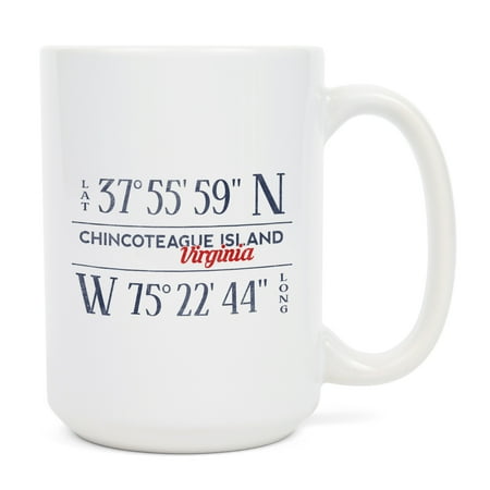 

15 fl oz Ceramic Mug Chincoteague Island Virginia Latitude and Longitude Dishwasher & Microwave Safe