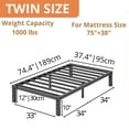 thumbnail image 5 of 12 Inch Heavy-Duty Metal Bed Frame, Upgraded Thickened Fan-Shaped Legs, 1500LBS Capacity, Underbed Storage, Twin/Full/Queen/King/Cal King, Easy Assembly, Black, Sturdy Classic Design, 5 of 10