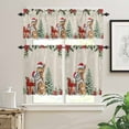 thumbnail image 2 of Christmas Cat Kitchen Curtains and Valances Set, Winter Snowflake Christmas Tree Poinsettia Rod Pocket Window Valance Window Curtain Panels for Living Room Bedroom Laundry, 27.5x36in, 3 Pieces, 2 of 7