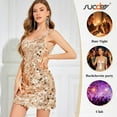 thumbnail image 6 of Women's Sequin Dress Sparkly Glitter V-Neck Sleeveless Tank Dress Party Club Cocktail Disco Night Out Costume, 6 of 7