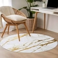 thumbnail image 4 of Round Rugs 4Ft, White Gold Modern Round Area Rug Washable Indoor Throw Carpet, Abstract Vintage Marble Geometric Soft Non Slip Circle Rug for Kitchen Nursery Room Home Decor Aesthetic, 4 of 8