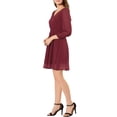 thumbnail image 5 of INSPIRE CHIC Women's Solid Cute V Neck Half Sleeve Flowy a-Line Chiffon Dress L Fuchsia, 5 of 8