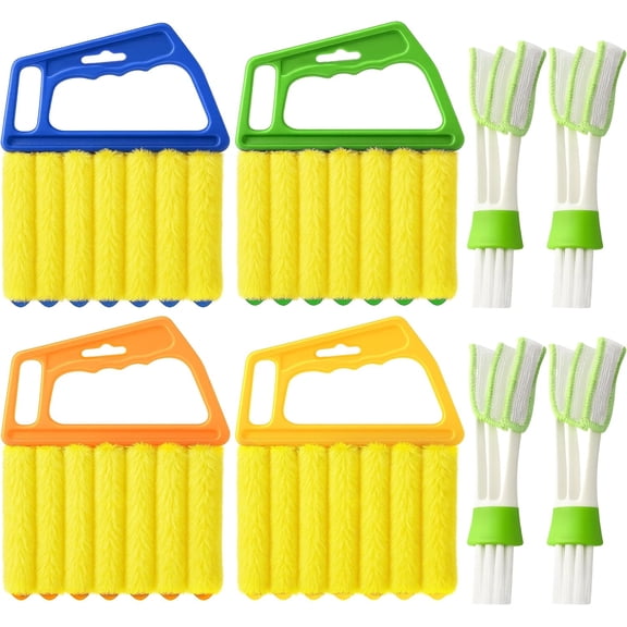GMZW Blind Cleaner Duster Tool - 4 Pcs 7 Fingers Anti-Shedding Window Blind Cleaner Tool and 4 Pcs Air Vent Cleaner, Detachable and Washable,for Wood Blinds,Air Conditioner Vents,Fans Vents
