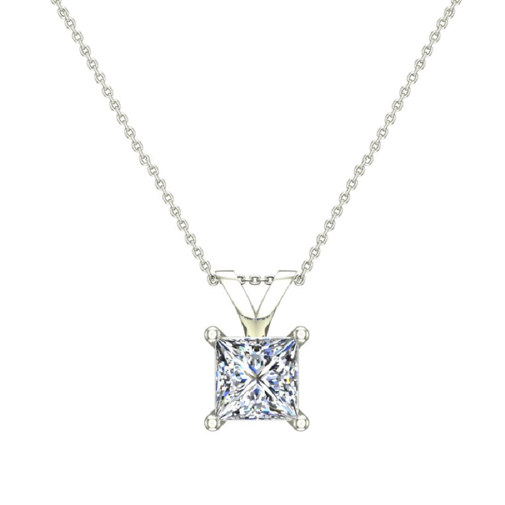 Princess Cut Diamond Pendant Necklace 