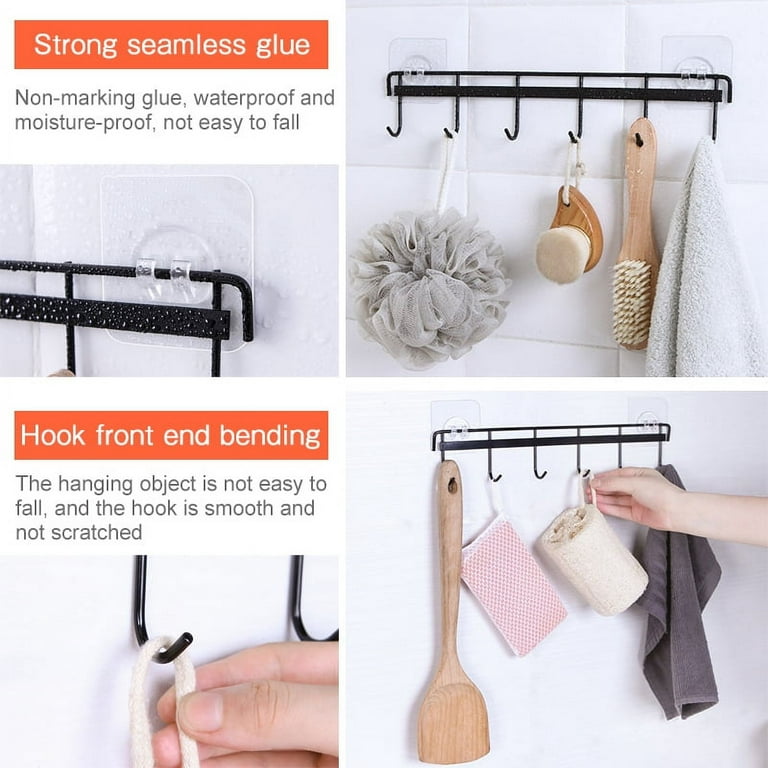 Wall Mounted Kitchen Utensil Rack, Multifunction Kitchen Rail, Clip-on  Carbon Steel Pots Pans Hanger with 8 Hooks, for Cooking Utensils Bathroom