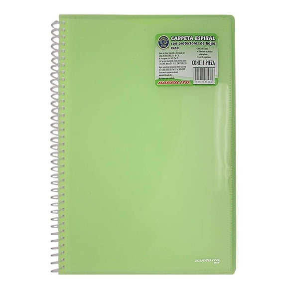 Carpeta Barrilito espiral con protectores de hojas 1 pza