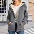 thumbnail image 2 of Fiaer Hoodies for Women Full Zip up Hooded Jacket Long Sleeve Warm Solid Color Sweatshirts Loose Fit Casual Trendy Tops with Pocket Grey M, 2 of 5