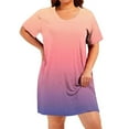 thumbnail image 4 of Hanen Women's Nightgown Sleepwear Short Sleeves Nightshirt Casual Print Sleepdress Loose Comfy Pajama XL-5XL, 4 of 7