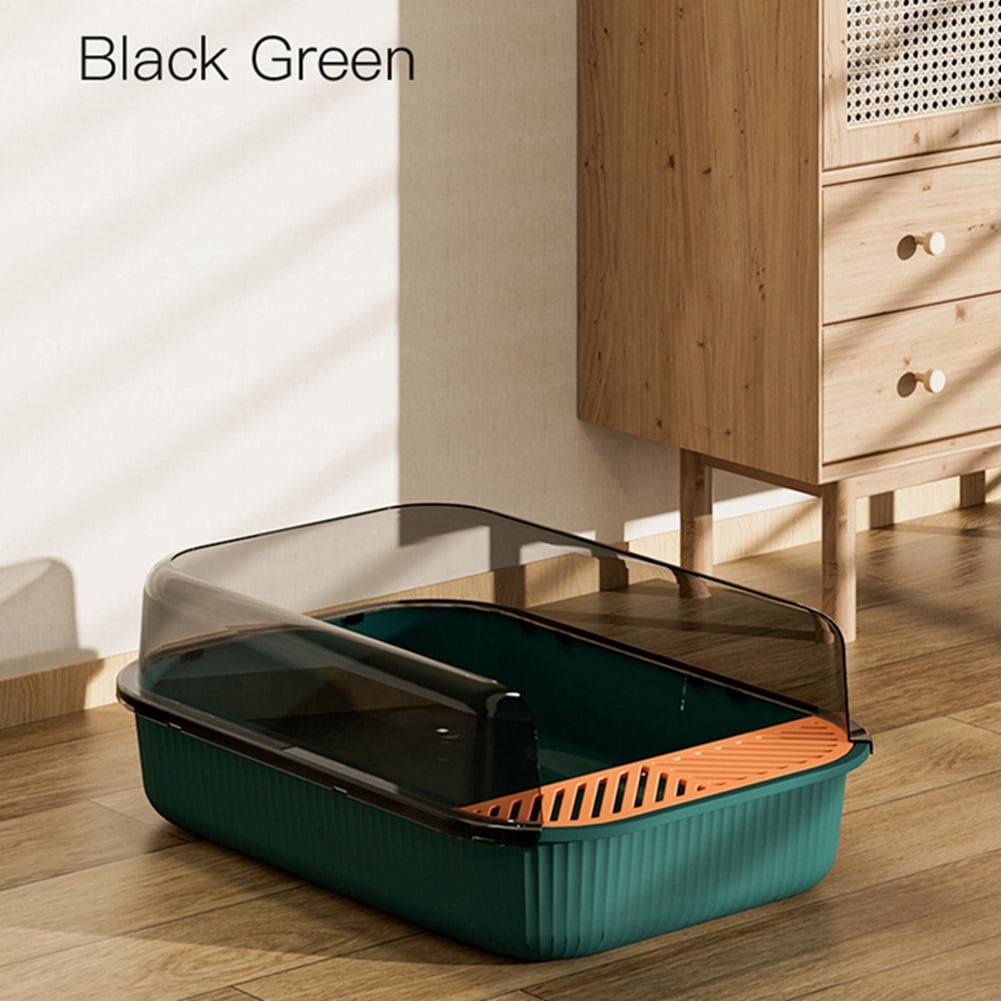 Semi-Enclosed Large Litter Box for Cats,Top Entry,High Sided, Non-Sticky,Anti-Urine Leakage,Easy to Clean Essential for Pet Home