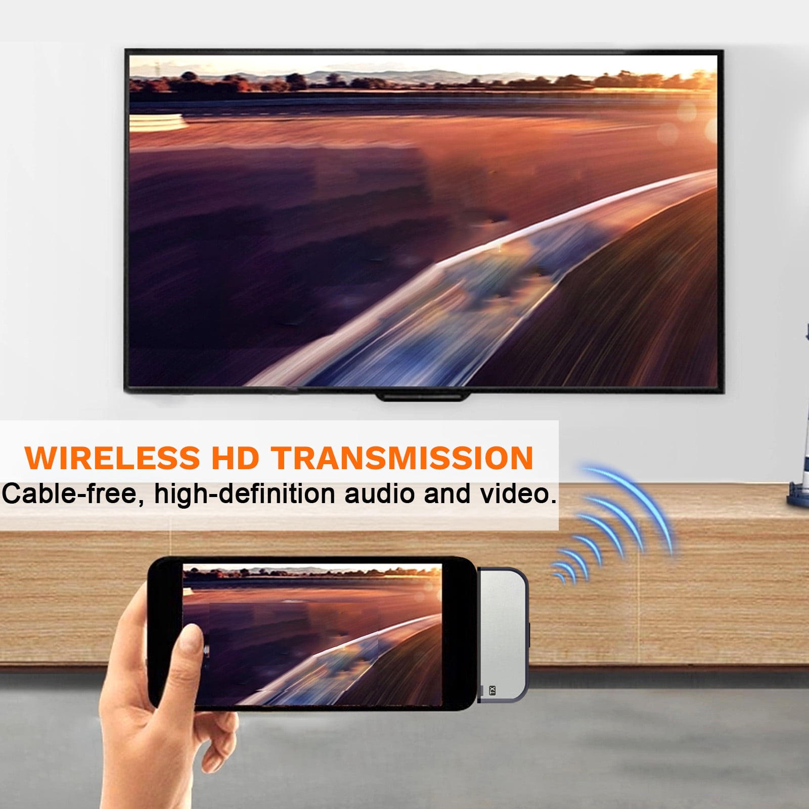 Type C Wireless HDMI Transmitter Receiver, Dual Connection Modes 1080P with 5G Stable,5G High Definition Multimedia Interface for HD TVs Projectors Monitors - (Gray)