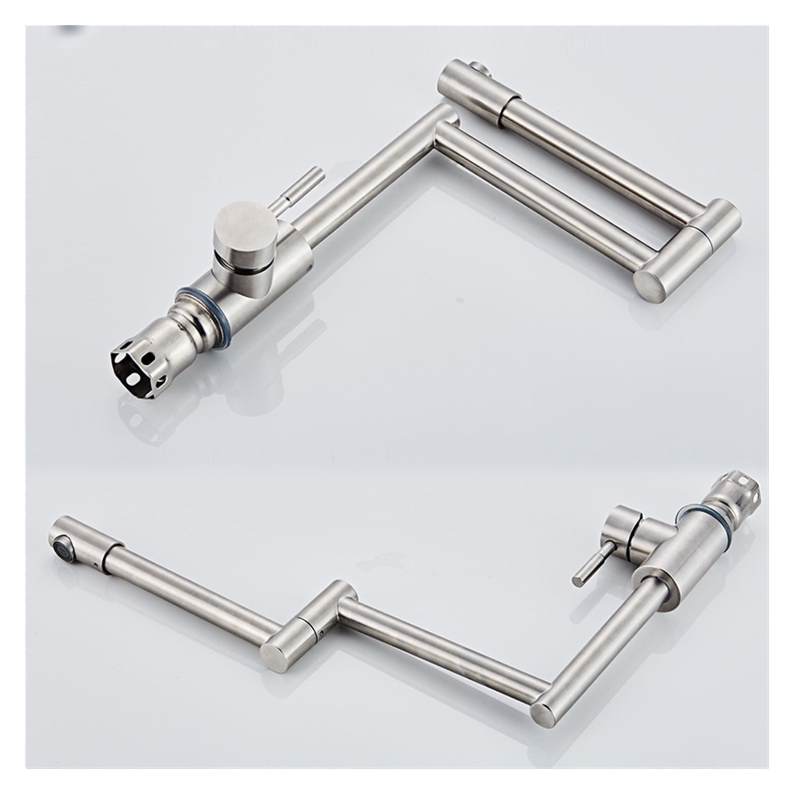 304 Stainless Steel Lead-free Folding Kitchen Faucet Mixer 360 Degree Swivel Single Handle Nickel Kitchen Sink Basin Taps ,Bar Laundry RV Farmhouse