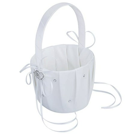 Crystal Basket - Hearts Shop Crystal Decor Double-Heart Wedding Flower Basket (White)