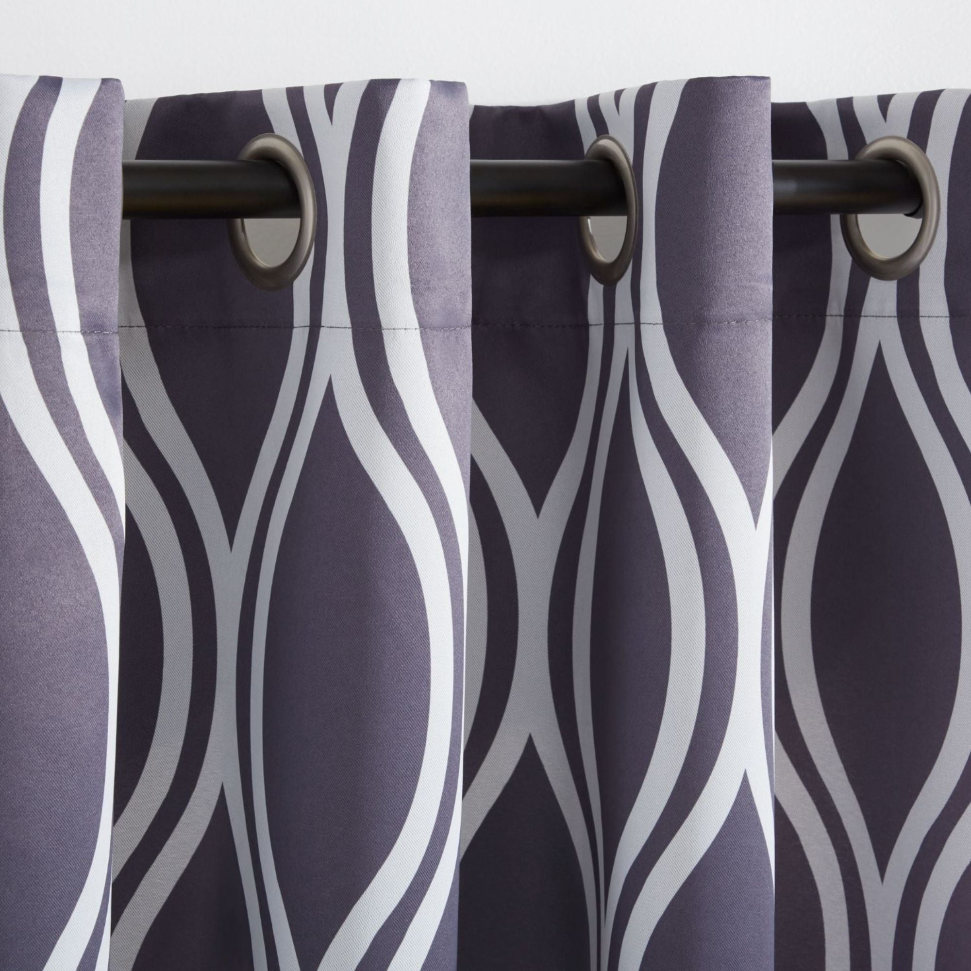 Exclusive Home Alfie Room Darkening Blackout Grommet Top Curtain Panel Pair, 52"x96", Black Pearl, Set of 2