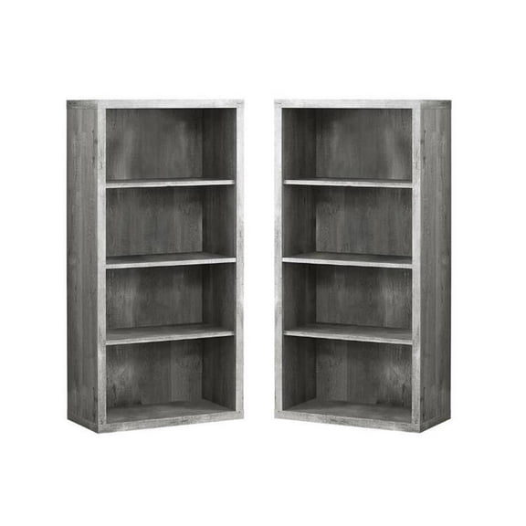 Home Square 4 Adjustable Shelves Wood Bookcase Set in Gray (Set of 2)