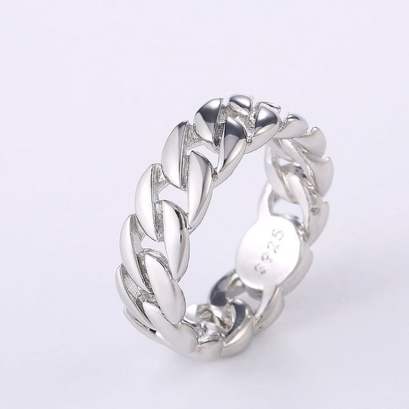 Womens Geometric Ring Two Tone Chain Design Statement Fashion Jewelry Elegant Copper Ring for Her Everyday Wear Gift