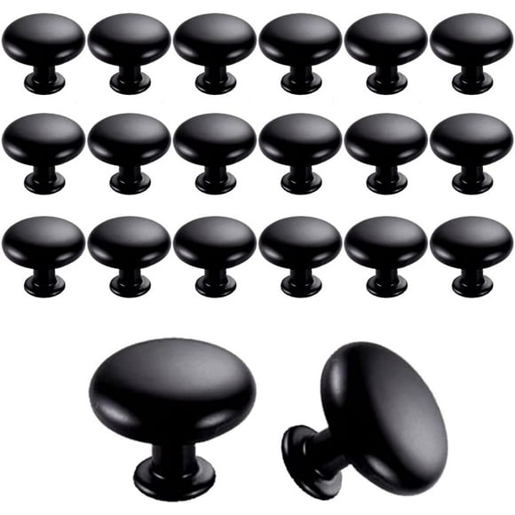 20PCS Door Knobs Drawer Knobs 30mm Vintage Handles Furniture Cabinet Knobs for Kitchen Cupboards (Black)
