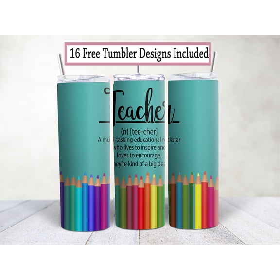 SBEMP Teacher Definition 20Oz 20Oz Straight Skinny Tumbler - Stainless Steel Double Wall Insulated With Lid And Straw