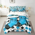 thumbnail image 2 of Manfei 7 Pieces Christmas Socks Comforter Set, Twin - Blue Plaid & Santa Claus, 2 of 7