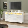 thumbnail image 7 of ChVans White Dresser with LED Lights for Bedroom, Modern Wood Dresser with Wide Drawers and Metal Handles, 6 drawer dresser for Bedroom, Living Room, Hallway, 7 of 7