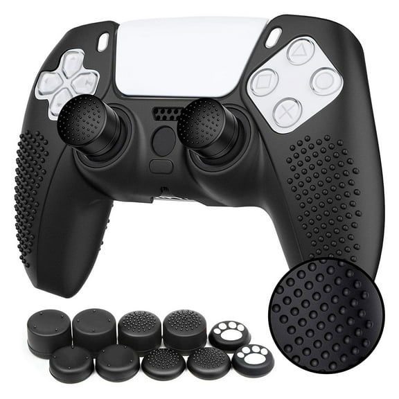 EEEkit Silicone Cover Case Fit for Sony PS5 Controller, Protector Skin Case with 8 Thumb Grip Caps, Sweatproof, Anti-slip, Anti-Scratch