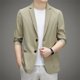 thumbnail image 5 of Traje de hombre pequeño casual primavera verano 2024 ultrafino corte entallado solo oeste ropa de protección solar cárdigan waffle, 5 of 5