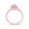 thumbnail image 3 of Diamond Princess 10kt Rose Gold Princess Diamond Bridal Wedding Ring Band Set 3/4 Cttw, 3 of 4