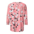 thumbnail image 4 of bnaln Womens Tops Dressy Casual 3/4 Sleeve Shirts Ladies Blouses Summer Boho Floral Printed Tees Blouse Crewneck Loose Fit T Shirts Elegant Tunic Tops Comfy Pullover Trendy Tshirts, 4 of 5