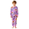 thumbnail image 2 of Bjutir Kids Halloween Pajamas Set Boys Graphic Print Crewneck Tops And Pants Pjs Set Fashion Nightwear Long Sleeve Clothing Set Size 2-12 Years, Purple, 2 of 6
