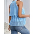 thumbnail image 5 of Women'S Layered Ruffle Hem Sleeveless Halter Chiffon Blouse Flowy Tank Tops  Blue XL, 5 of 7