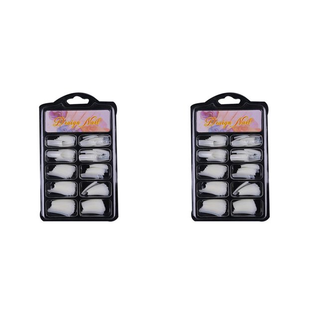 Shengyu 100pcs French Plastic Fingernails Solid Color Full Half Cover False Art Tips Accessory natural color 7-14cm 2Set